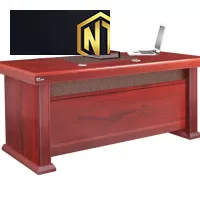 Bàn lãnh đạo sơn PU cao cấp mặt chữ nhật, có tấm ốp PVC caro trang trí DT1890H1